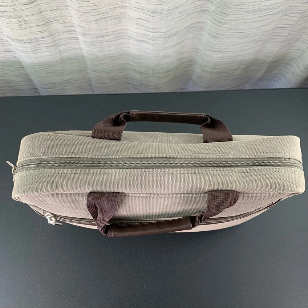 Golden Bell Tan and Brown Durable laptop bag with faux Leather Handle.